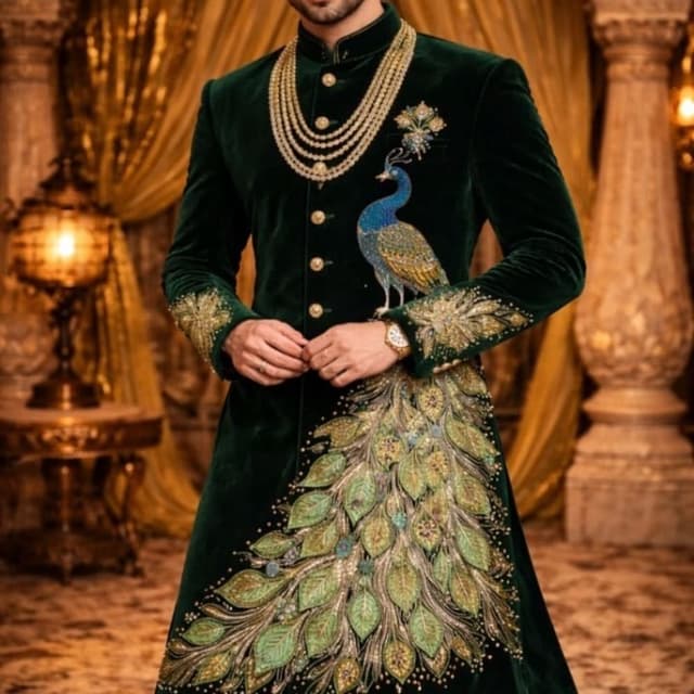 Emerald Green, Gold, Teal, Cream Jacket