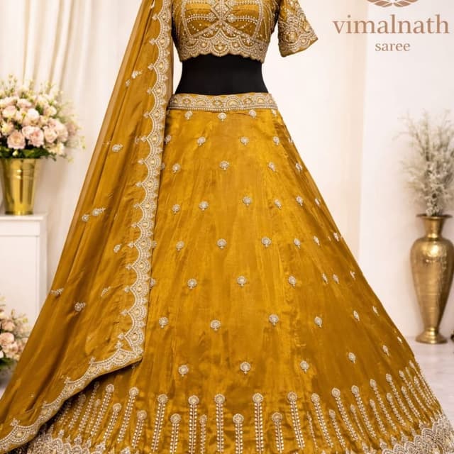 Mustard Yellow and Gold Lehenga Choli
