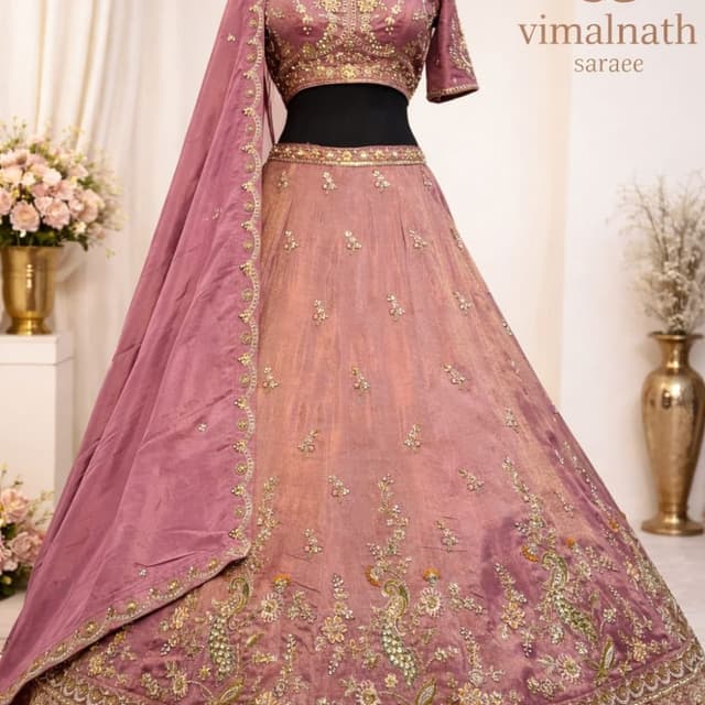 Mauve, Gold Lehenga Choli