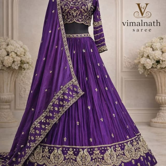 Purple and Gold Lehenga Choli