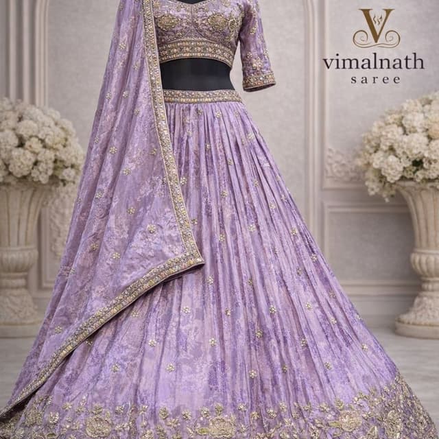 Lavender and Gold Lehenga Choli