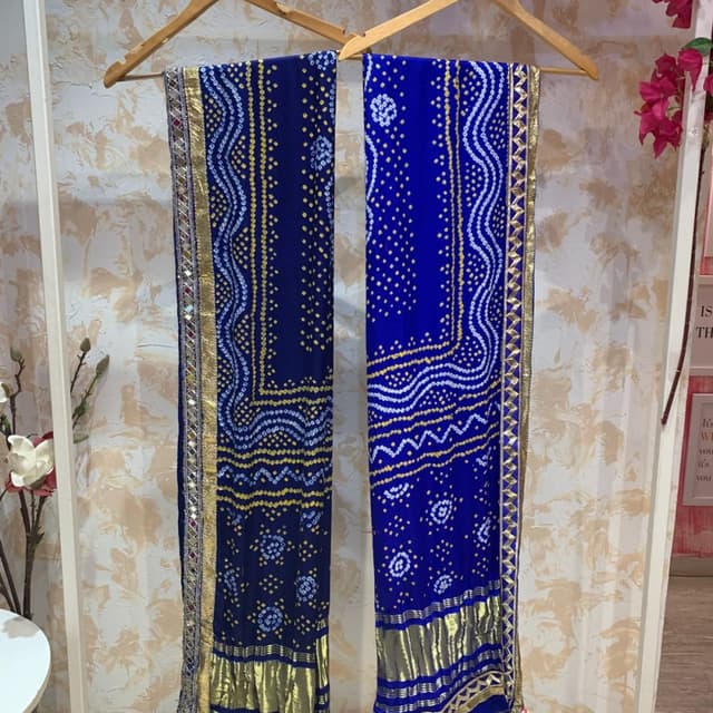 Blue, Gold, White Saree