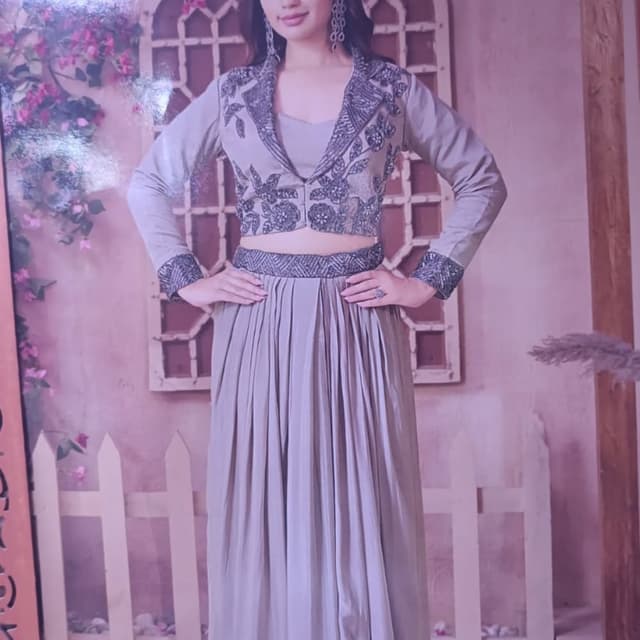 Soft Gray and Silver Skirt Set