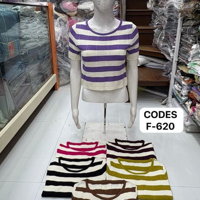 Purple and White, with variations including Black and White, Brown and White, Olive Green and White, and Pink and White. Crop Top