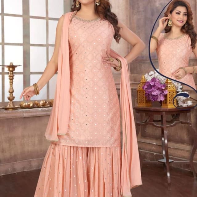 Peach Sharara Suit