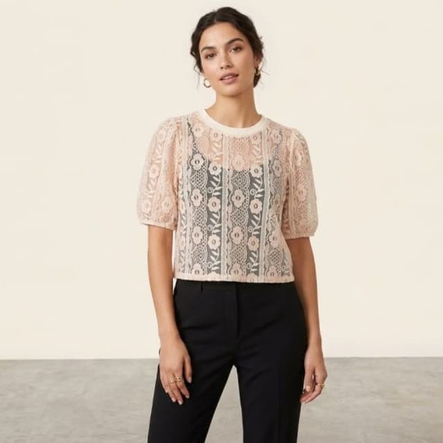 Pale Pink and Off-White Top