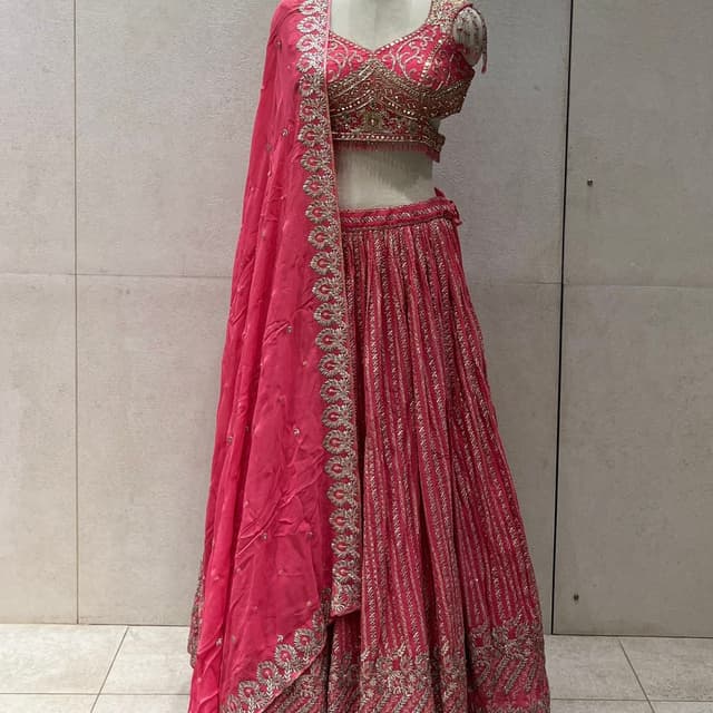 Pink and Gold Lehenga Choli