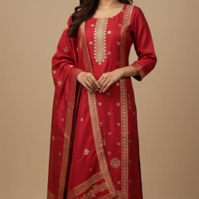 Red and Gold Salwar Kameez with Dupatta xl 3670 XXL 3850