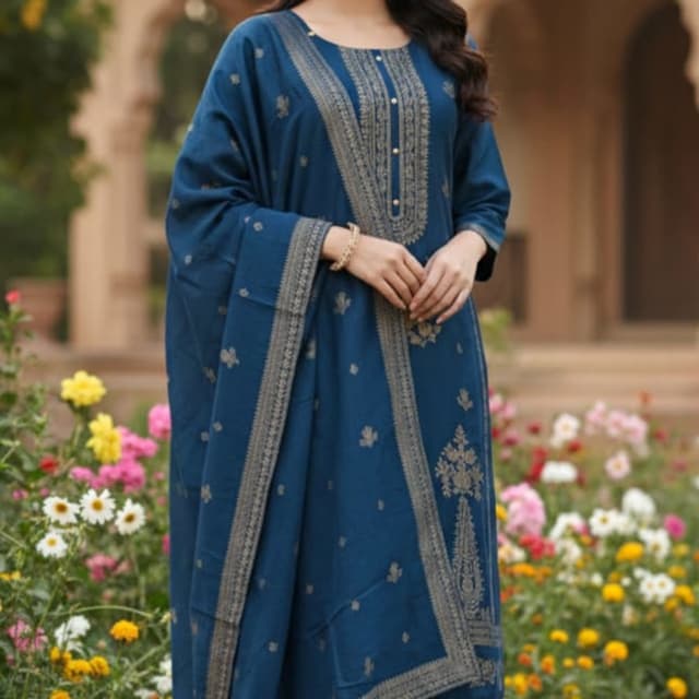 Teal and Gold Salwar Kameez