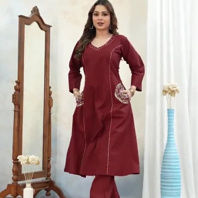 Maroon Kurta with Pants