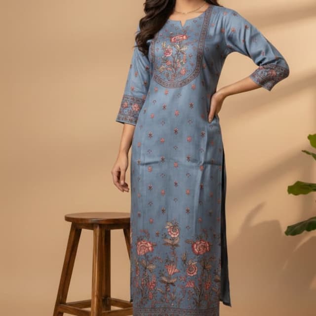 Blue, brown, and pink Kurti 2450 aft dis 1950
