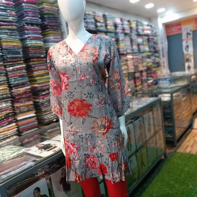 Gray, Red, Pink Kurti