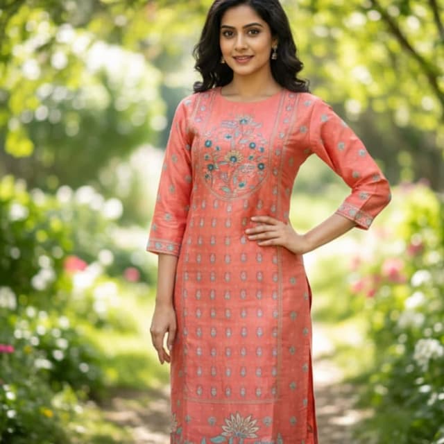 Peach, Teal, and Gold Kurta 2450 aft dis 1950