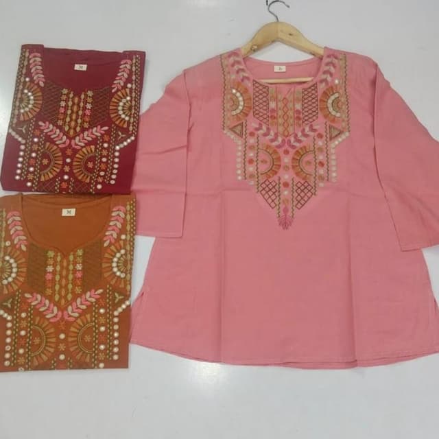 Pink, Beige, Orange, Brown Tunic