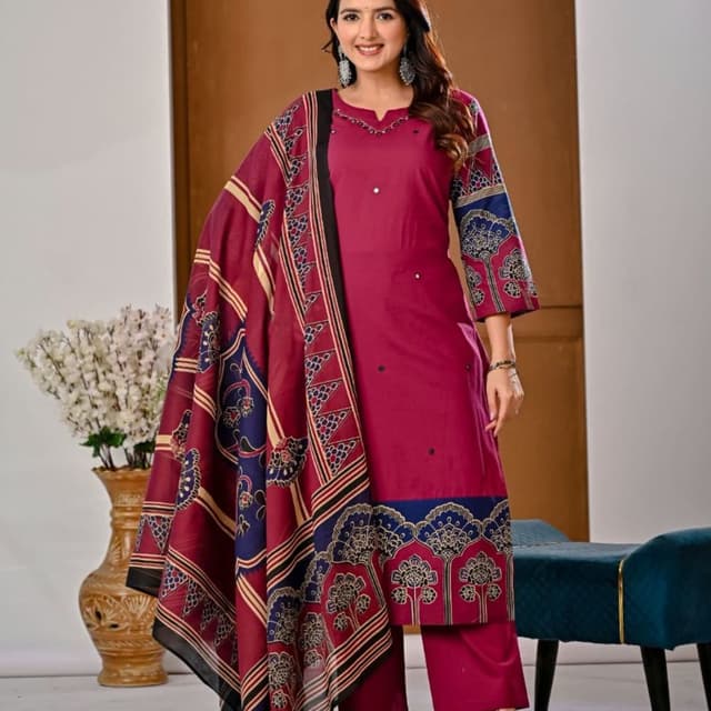 Burgundy, Navy Blue, Beige, Black Salwar Kameez with Dupatta
