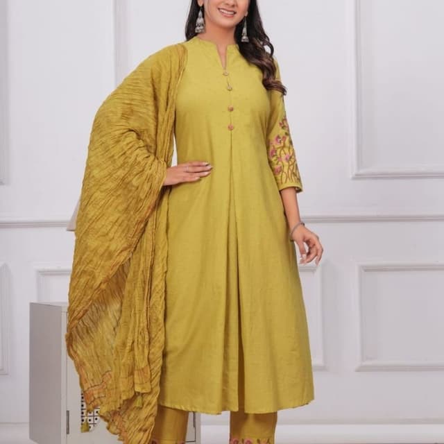 Mustard Yellow, Pink Salwar Kameez