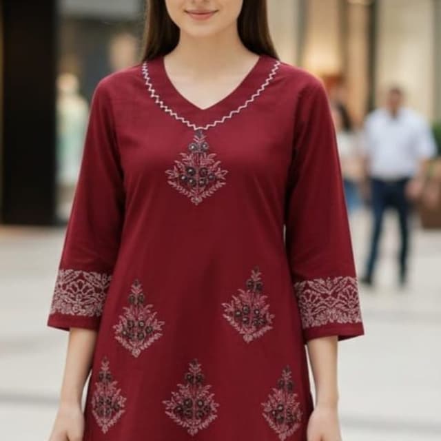 Maroon, White, Black Tunic