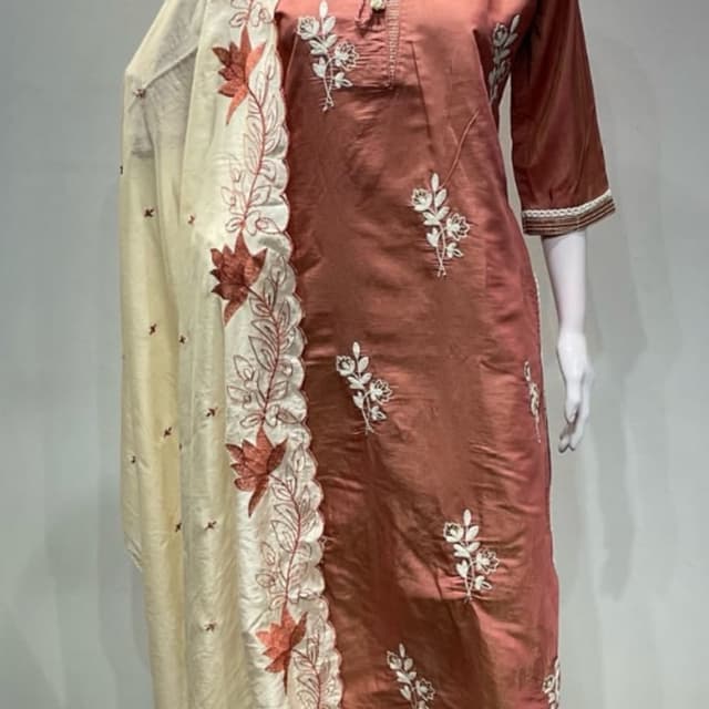 Brick Red and Cream Salwar Suit