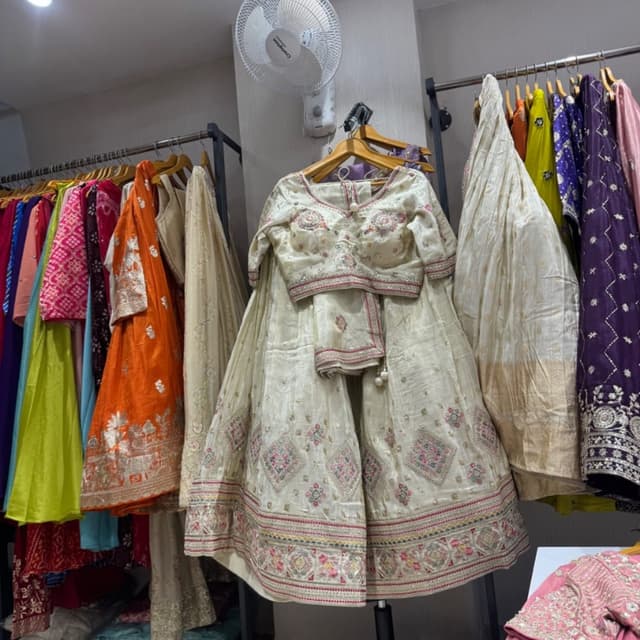 Ivory, Pink, Gold Lehenga Choli