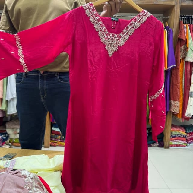 Magenta, Silver Kurta