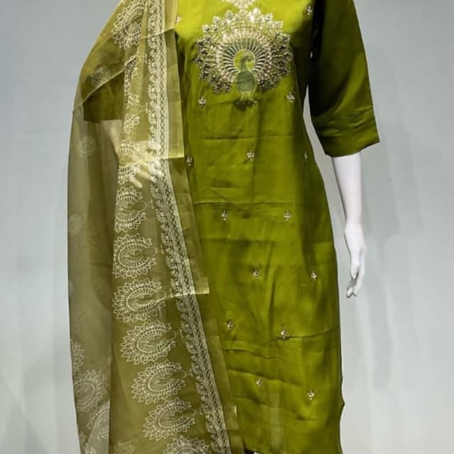 Green and gold Salwar Kameez