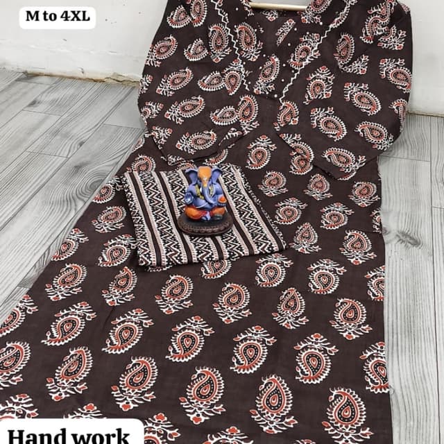 Brown, White, Red Kurta with Pant