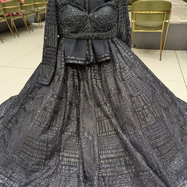 Dark Blue, Silver Lehenga Choli
