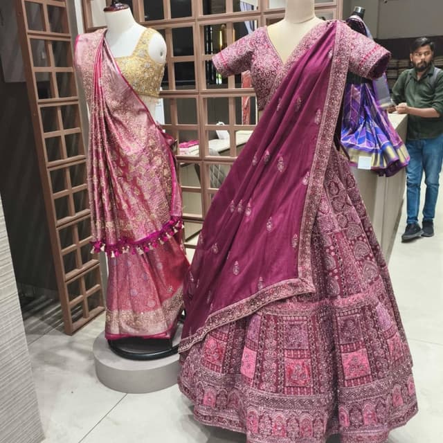 Shades of pink and gold Lehenga Choli and Saree