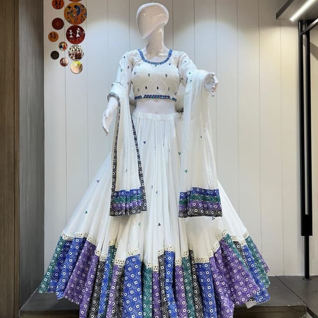 White, Blue, Purple, Green, Black Lehenga Choli