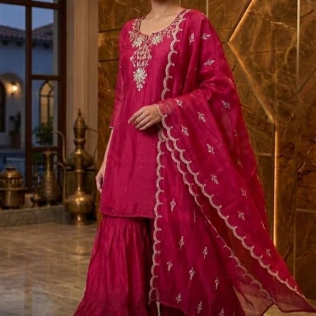 Magenta Gharara Suit Set