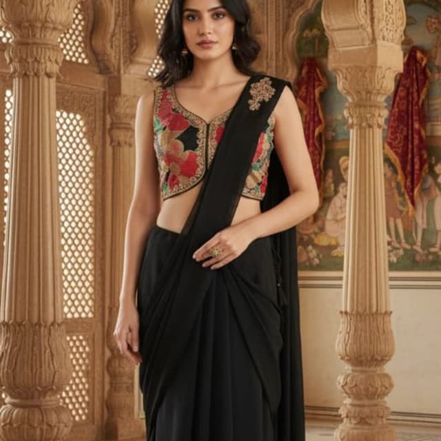 Black, Multicolor Saree
