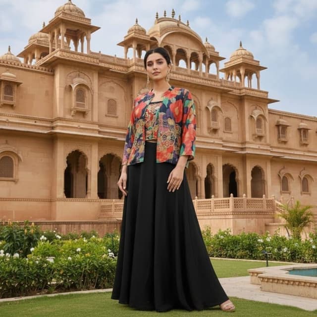 Black, Red, Blue, Purple, Orange Skirt Set