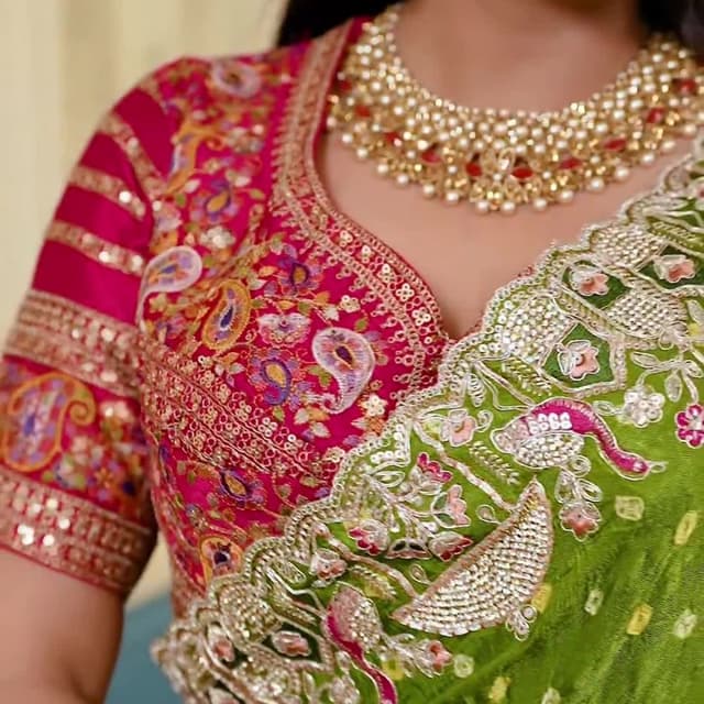 Pink, Green, Gold, and various other colors Saree