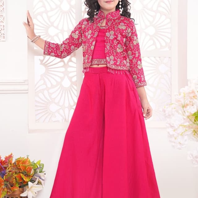 Magenta, Gold, Green Palazzo Suit