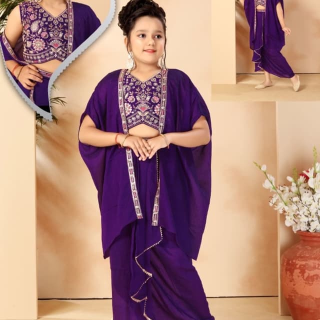 Purple, Gold, Pink Dhoti Kurti Set