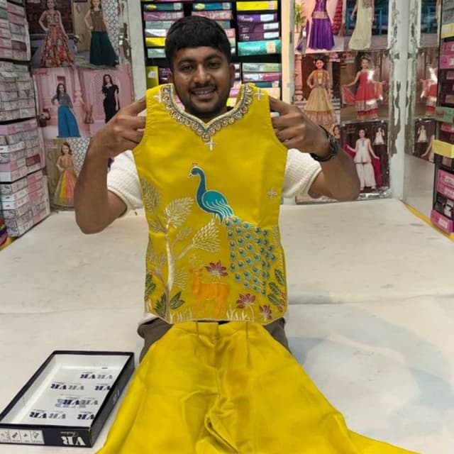 Yellow, Blue, Green, Orange Sharara Set