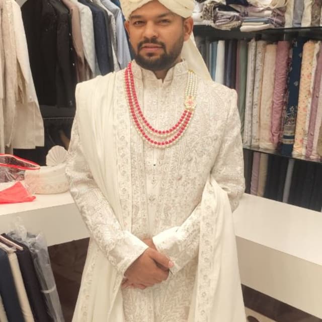 Ivory and Pink Sherwani