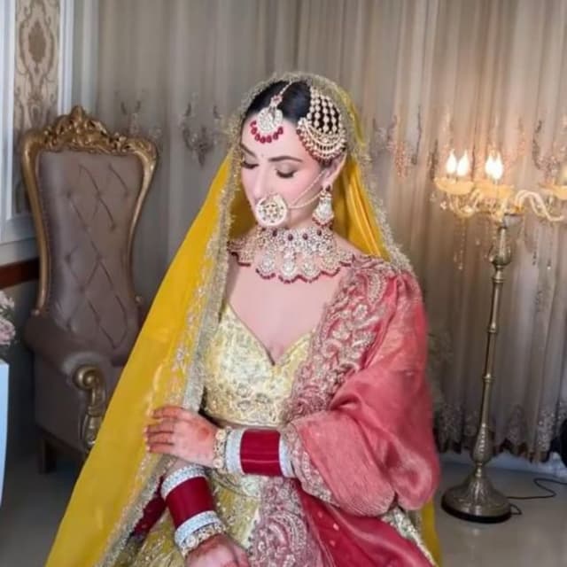 Yellow, Red, and Gold Lehenga Choli