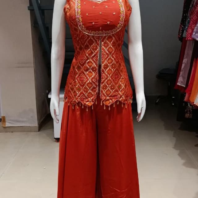 Red and Gold Sharara Suit