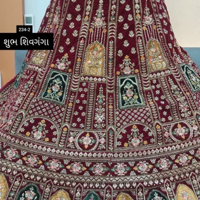 Maroon, Gold, Green, Pink Lehenga