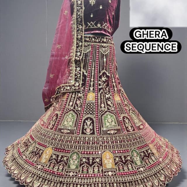 Burgundy, Pink, Gold, Green Lehenga Choli