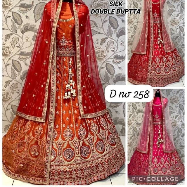 Red, Orange, and Gold Lehenga Choli