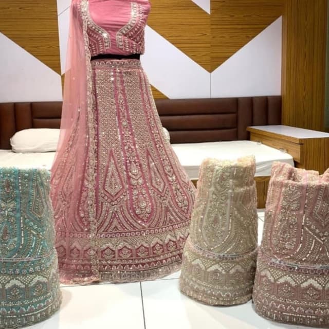 Pink and Gold Lehenga Choli