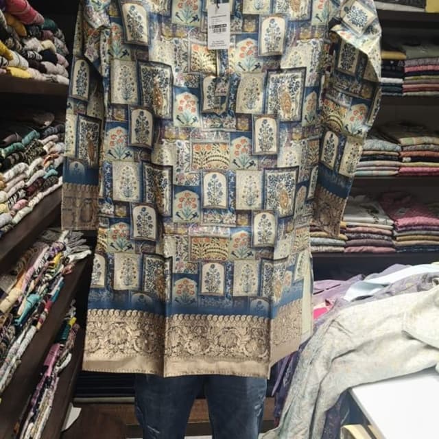 Cream, Blue, Beige, Orange Kurta