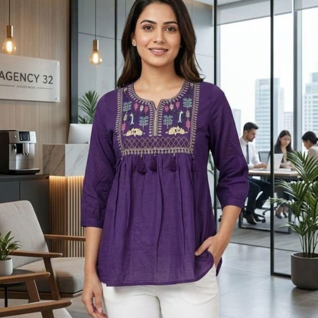 Purple and White Top