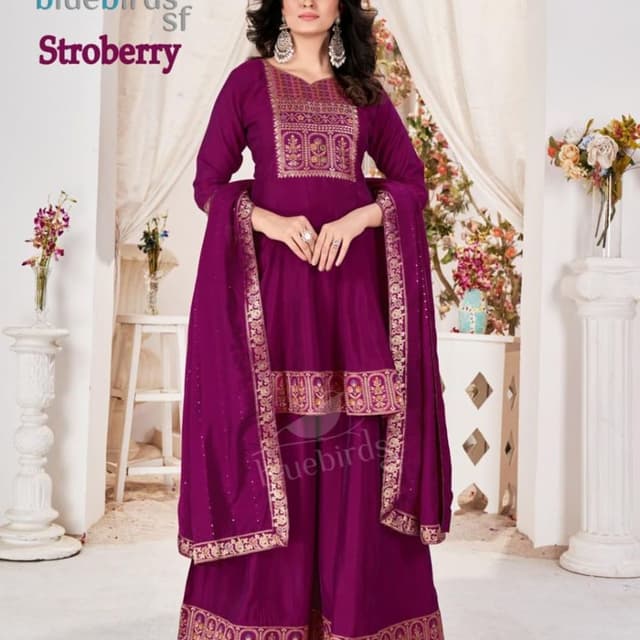 Purple and Gold Palazzo Suit Set