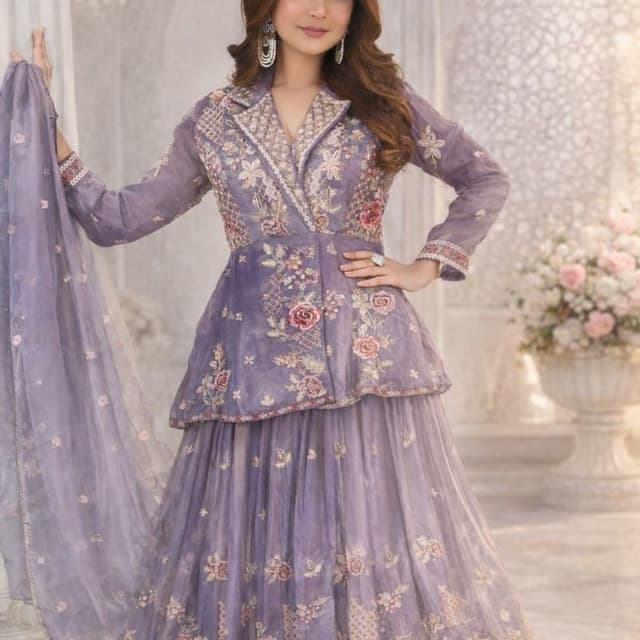 Lavender, Rose, Gold Anarkali Suit