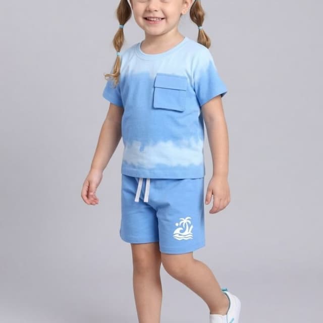 Light Blue and White Shorts set