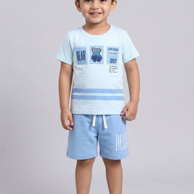 Light Blue and White T-shirt and shorts set