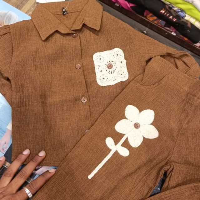 Brown and White Pajama Set